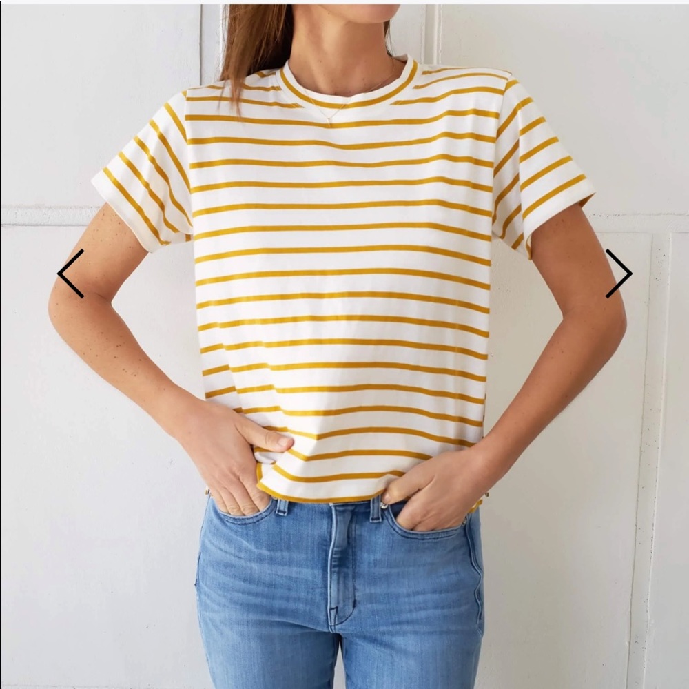 AYR Yellow and White Striped Short Sleeve Tee